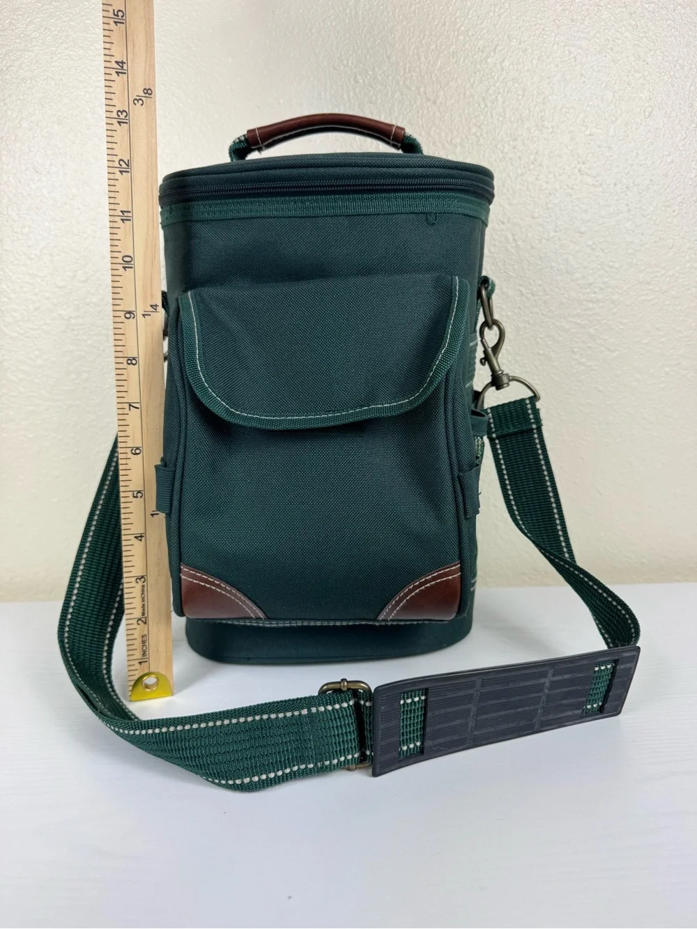 Insulated Wine Beer Bottle Carrier Cooler Tote Bag Golf Picnic 90s Green Vintage